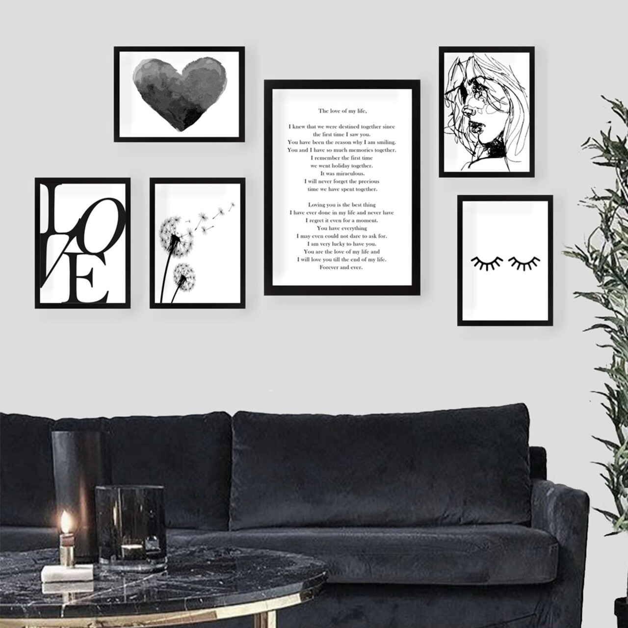 Set 6 tablouri decorative, SET_084, Lulu, 24x29 cm/24x44 cm, plastic - imagine 4